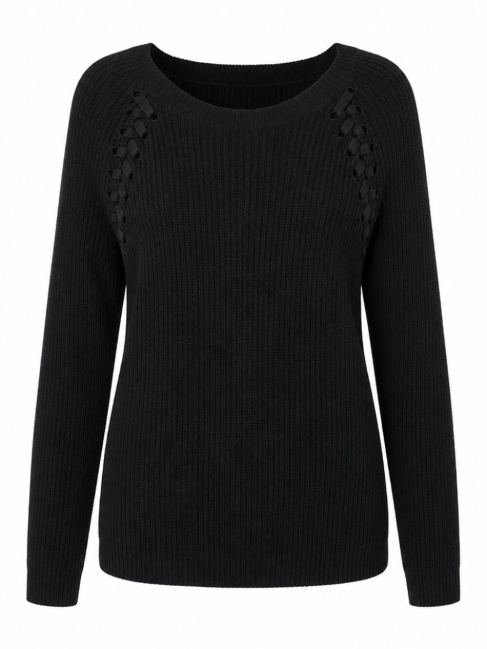 SO Casual Black Braided Detail Knit Tunic Sweater XL